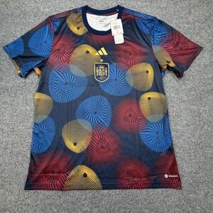 Adidas Spain National Team Soccer Jersey Mens XL Slim Fit Navy Blue Futbol NEW
